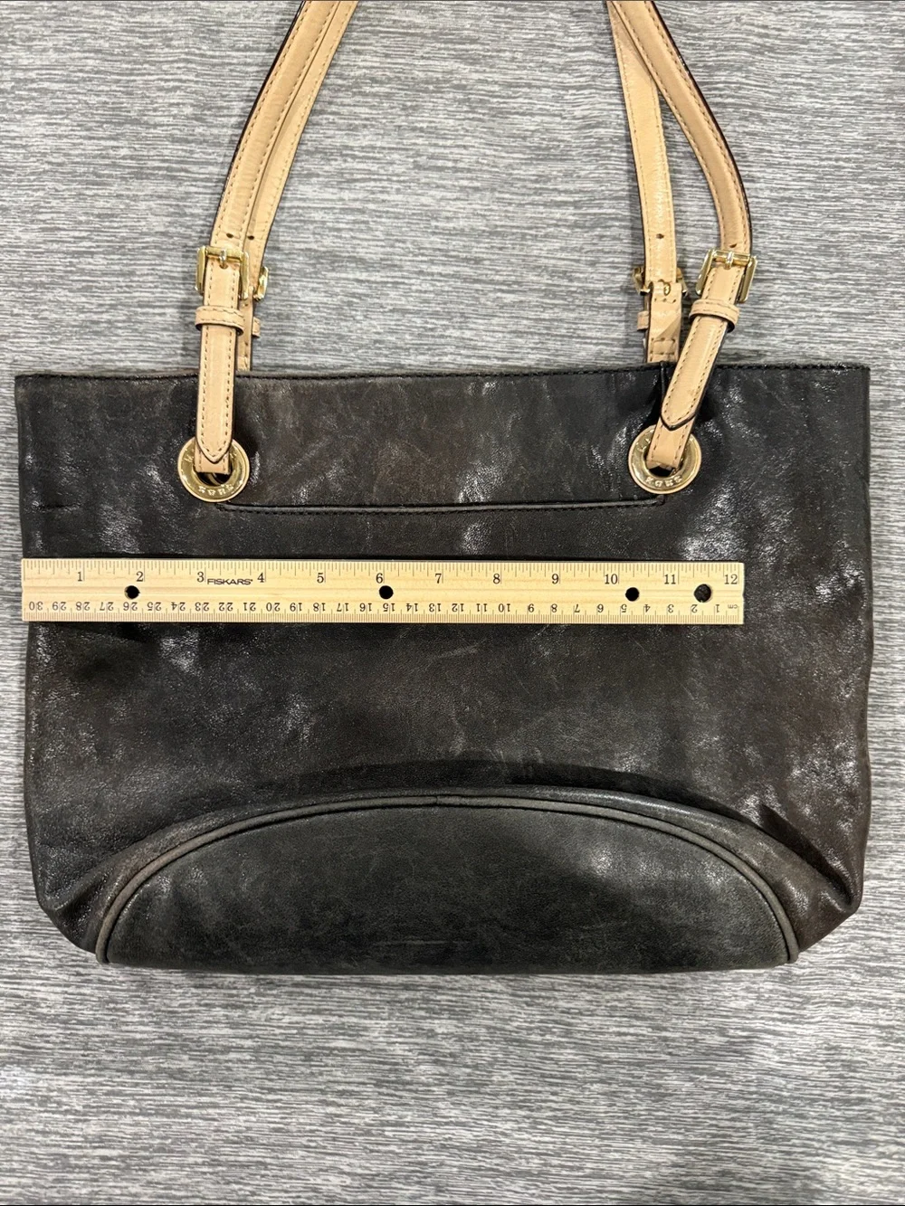 Michael Kors Black Tote with Beige Straps